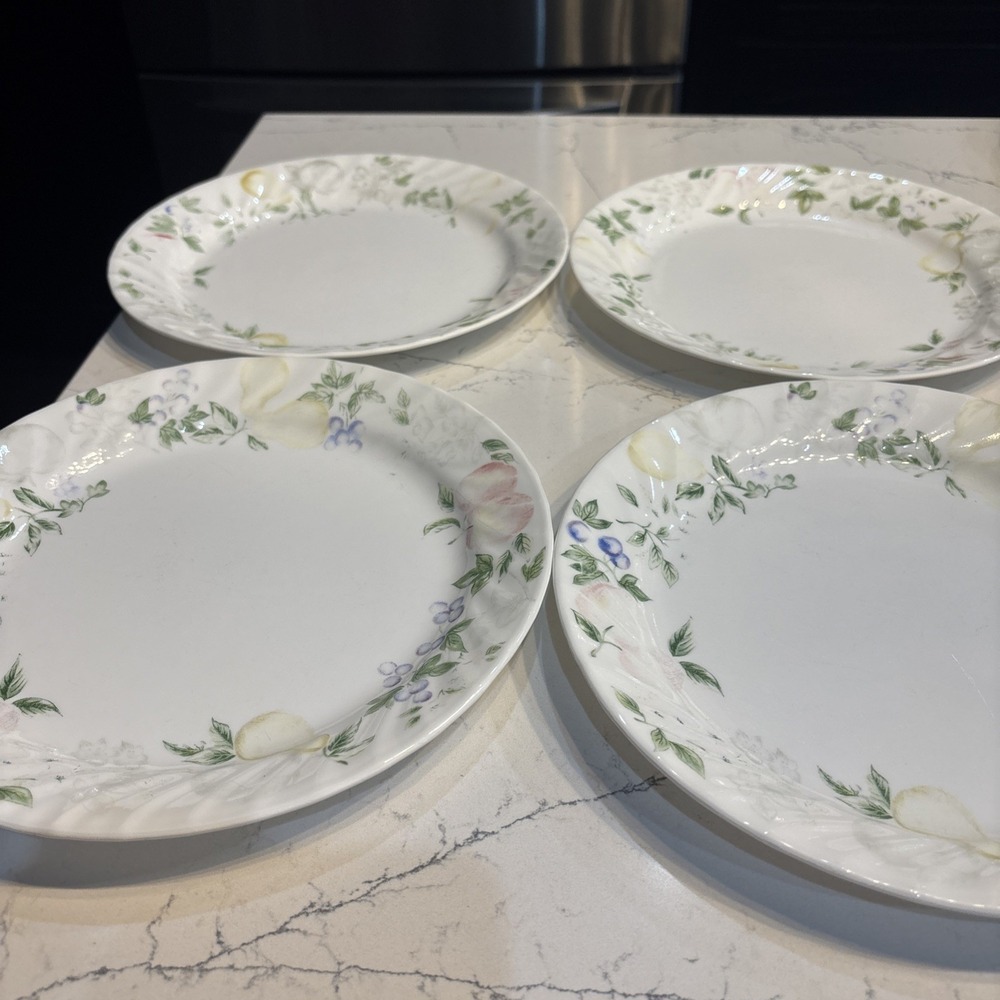 Corelle Chutney Fruit Swirl 10.25" Dinner Plates Apples Pears (4 pcs)